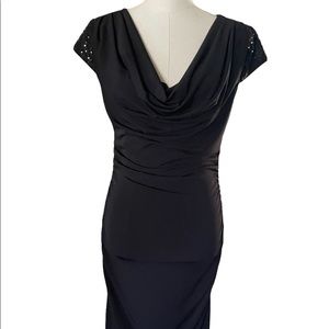 LBD knit cocktail dress with sequin sleeves